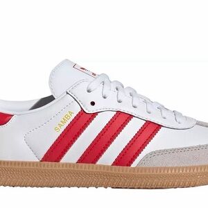 Adidas Samba White and Red with Tan Sole
